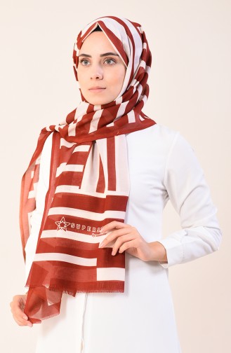 Patterned Cotton Shawl Brick 901542-08