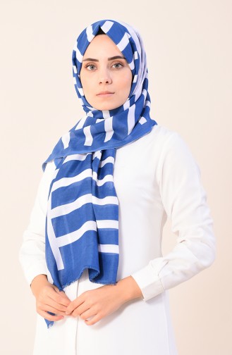 Patterned Cotton Shawl Light Blue 901542-09