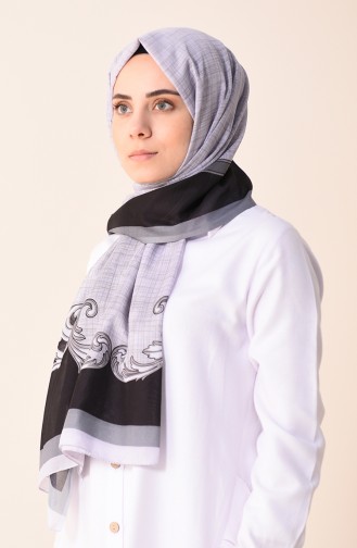 Patterned Cotton Shawl Black Gray 95299-01