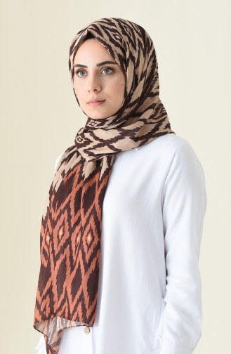 Patterned Cotton Shawl Brown 95300-01