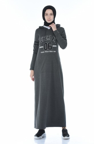 Anthrazit Hijab Kleider 9088-02