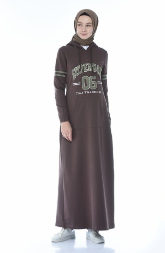 Braun Hijab Kleider 9088-03