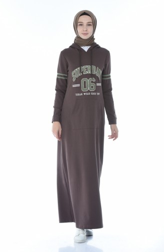 Braun Hijab Kleider 9088-03
