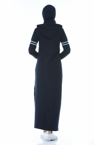 Navy Blue Hijab Dress 9088-04