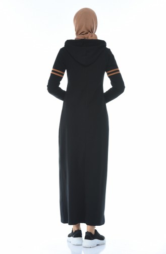 Schwarz Hijab Kleider 9088-05