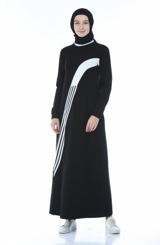 Gestreiftes Sportkleid 9116-01 Schwarz 9116-01