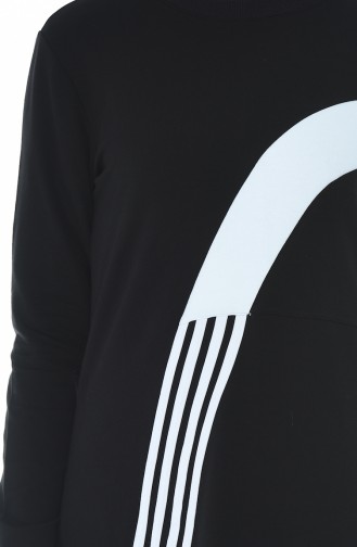 Şeritli Spor Elbise 9116-01 Siyah