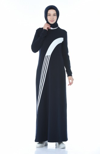 Striped Sports Dress Navy Blue 9116-02