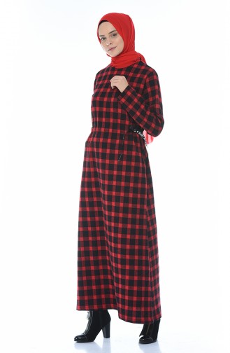 Plaid Winter Dress Red 0325-02