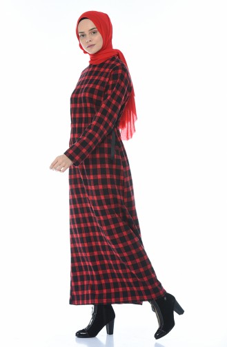 Plaid Winter Dress Red 0325-02