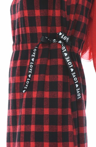 Plaid Winter Dress Red 0325-02