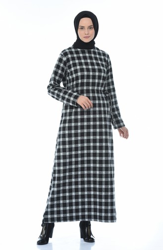 Plaid Winter Dress Gray 0325-04