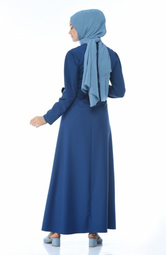 Reissverschluss-detailliertes Kleid mit Gürtel  4507-05 Indigo 4507-05