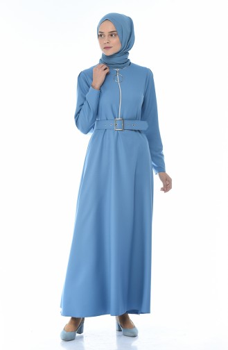 Blau Hijab Kleider 4507-08