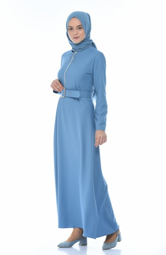 Blau Hijab Kleider 4507-08