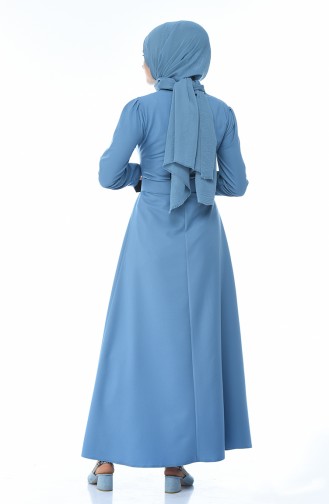 Blau Hijab Kleider 4507-08