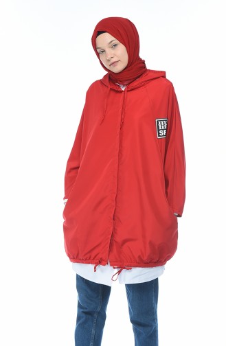 Hooded Raincoat Red 1594-01