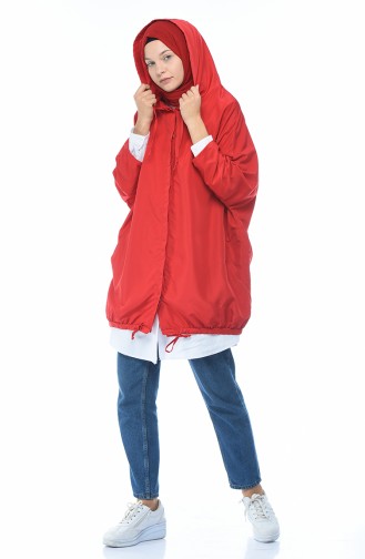 Hooded Raincoat Red 1594-01