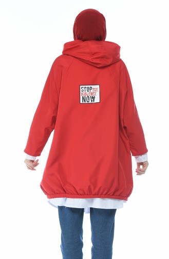Hooded Raincoat Red 1594-01