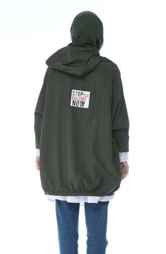 Hooded Raincoat Khaki 1594-02