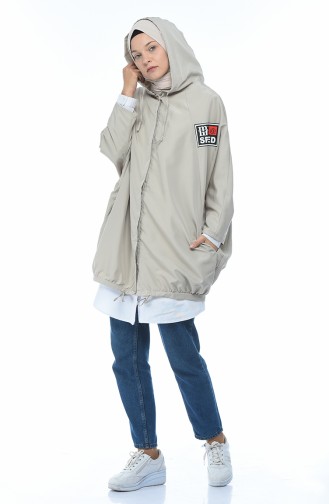 Hooded Raincoat Beige 1594-03