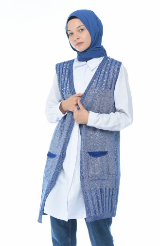 Gilet Tricot a Paillettes 1953-06 Bleu Roi 1953-06