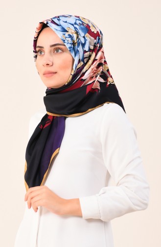 كاراجا وشاح رايون منقوش أسود وأحمر 90611-02