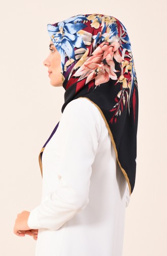 Karaca Desenli Rayon Eşarp 90611-02 Siyah Kırmızı