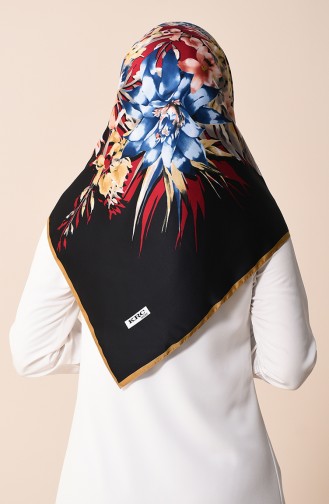 Karaca Desenli Rayon Eşarp 90611-02 Siyah Kırmızı