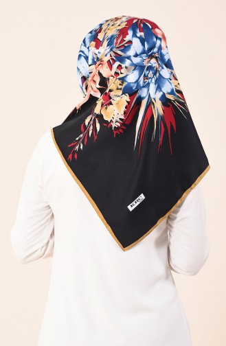 Karaca Desenli Rayon Eşarp 90611-02 Siyah Kırmızı