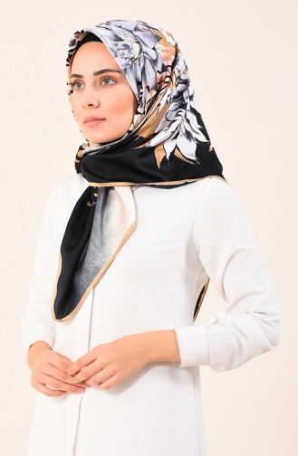 Karaca Desenli Rayon Eşarp 90611-06 Siyah Gold 90611-06