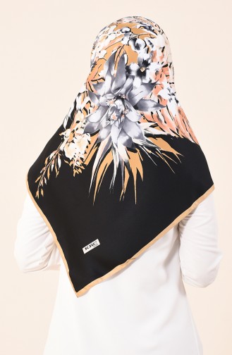 Karaca Patterned Rayon Scarf Black Gold 90611-06