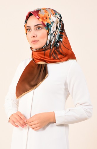 Karaca Patterned Rayon Scarf Brown 90611-07