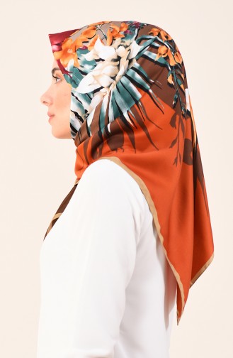 Karaca Patterned Rayon Scarf Brown 90611-07