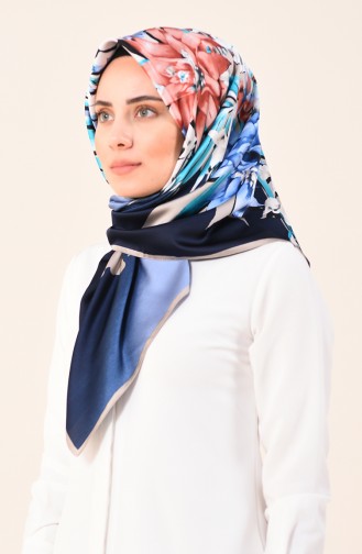 Karaca Patterned Rayon Scarf Navy Blue 90611-08