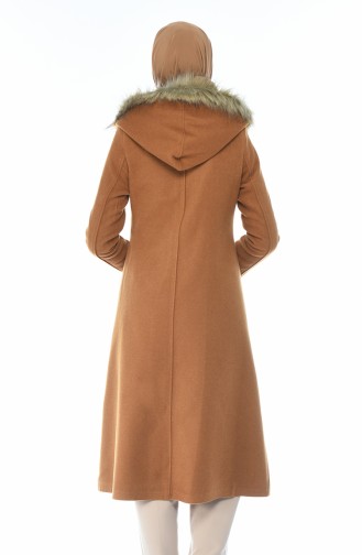 Fleece Hijab Mantel mit Pelz 71187A-03 Tabak 71187A-03