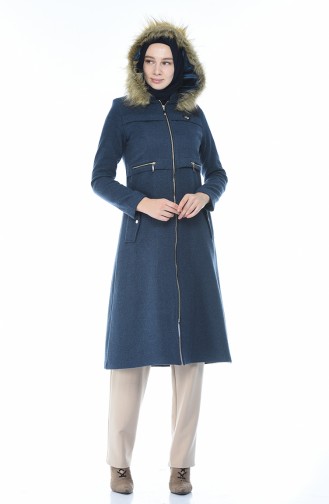 Fur Stamp Coat Indigo 71187A-06