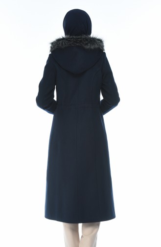 Hooded Lined Coat Navy Blue 9014-01