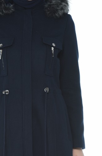 Hooded Lined Coat Navy Blue 9014-01
