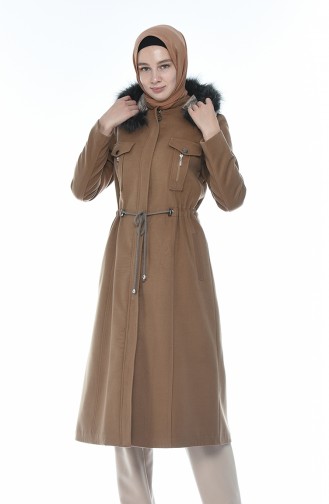 Hooded Lined Coat Biscuit color 9014-03