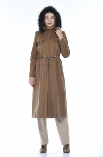 Hooded Lined Coat Biscuit color 9014-03