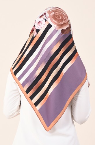 Karaca Synthetic Silk Twill Scarf Brown Lilac 90602-02