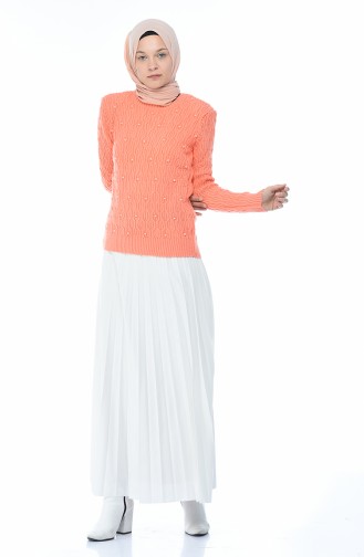 Tricot Pearl Sweater Coral Color 7701-02
