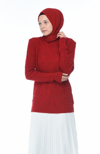 Tricot Pearl Sweater Red 7701-04
