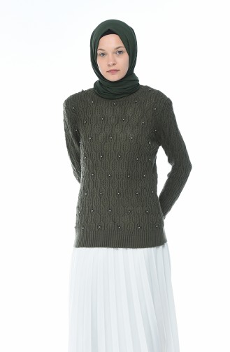 Tricot Pearl Sweater Khaki 7701-08