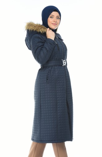 Big Size Quilted Coats Navy blue 9010-02