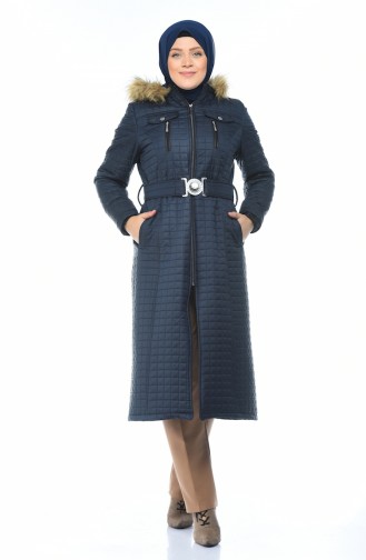 Big Size Quilted Coats Navy blue 9010-02