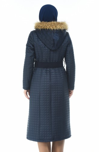 Big Size Quilted Coats Navy blue 9010-02