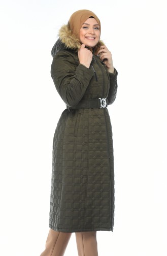 Big Size Quilted Coats Khaki Green 9010A-02