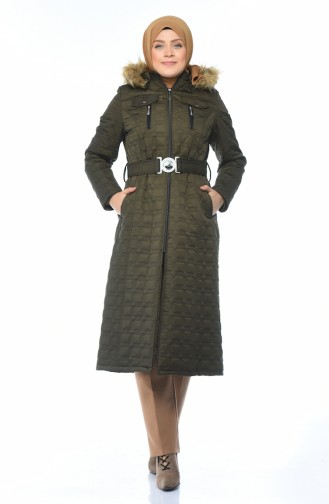 Big Size Quilted Coats Khaki Green 9010A-02
